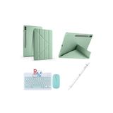 Samsung Galaxy Tab S9 Plus 12.4 inç Uyumlu Standlı Kılıf Dokunmatik Kalem ve Klavye Mouse 3 lü Set Yeşil
