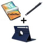 Samsung Galaxy Tab S9/ S9 FE ile uyumlu Kılıf Dönen Tablet Kilifi Ekran Koruyucu+Kalem X510 X516 X710 X716 X718 Lacivert