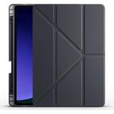 Samsung Galaxy Tab S9 SM-X710 X716B X718U ile Uyumlu Kılıf Silikon 4 Farklı Stand Olabilen Kalem Bölmeli Tablet Kılıfı Siyah