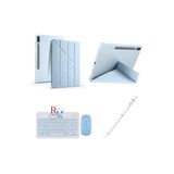 Samsung Galaxy Tab S9+/S9Fe+ 12.4 inç Uyumlu Standlı Kılıf Dokunmatik Kalem ve Klavye Mouse 3 lü Set Mavi