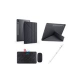 Samsung Galaxy Tab S9+/S9Fe+ 12.4 inç Uyumlu Standlı Kılıf Dokunmatik Kalem ve Klavye Mouse 3 lü Set Siyah