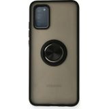 Samsung Galaxy Uyumlu A02s Kılıf Montreal Yüzüklü Silikon Kapak - Siyah