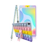Samsung Galaxy Uyumlu Tab A9+ Plus 11 Inç Tablet Popit Kılıf Standlı Çocuk Kılıfı Askılı Sm-x210 gokkusagi