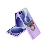 Samsung Galaxy Uyumlu Z Flip 8 Kılıf Yüzüklü Kartlıklı Kıpta Kapak Mor