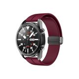 Samsung Galaxy Watch 3 45 mm-Galaxy Watch 46 mm Uyumlu 22mm Silikon Magnet Kordon(Güçlü Mıknatıs) Mürdüm