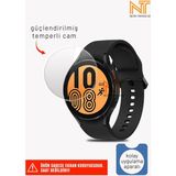 Samsung Galaxy Watch 4 44MM Uyumlu Kolay Uygulama Aparatlı Temperli Cam Ekran Koruyucu - Şeffaf