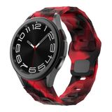 Samsung Galaxy Watch 4 5 6 7 FE 40 40 44 Classic 42 43 46 47 mm ile uyumlu Kordon Futbol Topu Prizma Dizayn Silikon 116 Siyah-Kırmızı