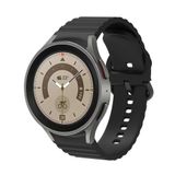 Samsung Galaxy Watch 4 5 6 7 FE 40 40 44 Classic 42 43 46 47 mm ile uyumlu Kordon Wave Dalgalı Silikon Band Siyah