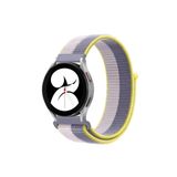 Samsung Galaxy Watch 4 Hasırlı Cırtcırtlı Kordon - Gri-Beyaz