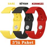 Samsung Galaxy Watch 4/5/6/7/fe 40/44MM Classic 42/43/46/47MM Uyumlu 20MM 3'lü Silikon Kordon Seti - Samsung 20mm - Siyah - Kırmızı - Sarı