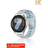 Samsung Galaxy Watch 46MM / Galaxy Watch 3 45MM / Gear S3 Uyumlu Çift Renk Silikon Kordon 22MM - Açık Mavi - Gri