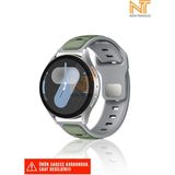 Samsung Galaxy Watch 46MM / Galaxy Watch 3 45MM / Gear S3 Uyumlu Çift Renk Silikon Kordon 22MM - Açık Yeşil - Gri