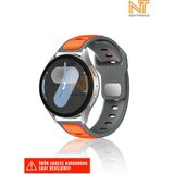 Samsung Galaxy Watch 46MM / Galaxy Watch 3 45MM / Gear S3 Uyumlu Çift Renk Silikon Kordon 22MM - Gri - Turuncu