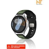Samsung Galaxy Watch 46MM / Galaxy Watch 3 45MM / Gear S3 Uyumlu Çift Renk Silikon Kordon 22MM - Koyu Yeşil - Siyah
