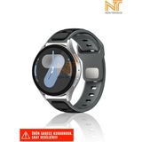 Samsung Galaxy Watch 46MM / Galaxy Watch 3 45MM / Gear S3 Uyumlu Çift Renk Silikon Kordon 22MM - Siyah - Gri