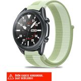 Samsung Galaxy Watch 46MM / Galaxy Watch 3 45MM / Gear S3 Uyumlu Hasır Örgü Spor Cırtlı Kordon 22MM - Açık Yeşil