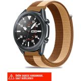 Samsung Galaxy Watch 46MM / Galaxy Watch 3 45MM / Gear S3 Uyumlu Hasır Örgü Spor Cırtlı Kordon 22MM - Kahverengi