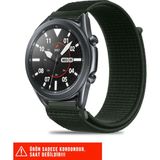 Samsung Galaxy Watch 46MM / Galaxy Watch 3 45MM / Gear S3 Uyumlu Hasır Örgü Spor Cırtlı Kordon 22MM - Koyu Yeşil