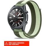 Samsung Galaxy Watch 46MM / Galaxy Watch 3 45MM / Gear S3 Uyumlu Hasır Örgü Spor Cırtlı Kordon 22MM - Yeşil