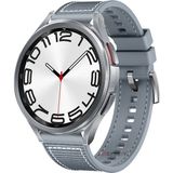 Samsung Galaxy Watch 46Mm R800 Watch 3 45Mm R840 22Mm Uyumlu Dikiş Desenli Dokuma Silikon Kordon Gri