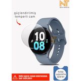 Samsung Galaxy Watch 5 44MM Uyumlu Kolay Uygulama Aparatlı Temperli Cam Ekran Koruyucu - Şeffaf