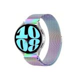 Samsung Galaxy Watch 5 Pro 45 mm ile Uyumlu Kordon Güçlü Mıknatıs 20 mm Metal Hasır Kordon Gökkuşağı
