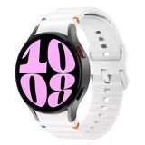 Samsung Galaxy Watch 6 40-43-44-47mm İle Uyumlu Metal Tokalı Dalgalı Spor Silikon Kordon Beyaz