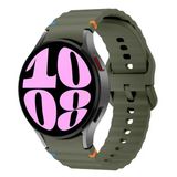 Samsung Galaxy Watch 6 40-43-44-47mm İle Uyumlu Metal Tokalı Dalgalı Spor Silikon Kordon Haki
