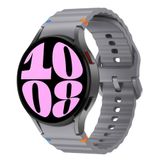 Samsung Galaxy Watch 6 40-43-44-47mm İle Uyumlu Metal Tokalı Dalgalı Spor Silikon Kordon Koyu Gri