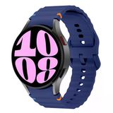 Samsung Galaxy Watch 6 40-43-44-47mm İle Uyumlu Metal Tokalı Dalgalı Spor Silikon Kordon Lacivert