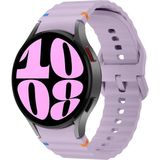 Samsung Galaxy Watch 6 40-43-44-47MM Ile Uyumlu Metal Tokalı Dalgalı Spor Silikon Kordon - Lila