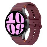 Samsung Galaxy Watch 6 40-43-44-47mm İle Uyumlu Metal Tokalı Dalgalı Spor Silikon Kordon Mürdüm