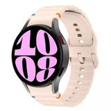Samsung Galaxy Watch 6 40-43-44-47mm İle Uyumlu Metal Tokalı Dalgalı Spor Silikon Kordon Pudra