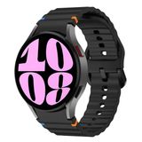 Samsung Galaxy Watch 6 40-43-44-47mm İle Uyumlu Metal Tokalı Dalgalı Spor Silikon Kordon Siyah