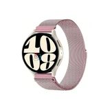 Samsung Galaxy Watch 6 40 mm Uyumlu Güçlü Mıknatıs 20 mm Metal Hasır Kordon Pembe