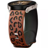 Samsung Galaxy Watch 6 7 Serisi ile Uyumlu Leopar Desenli Silikon Kordon Kayış Kahverengi