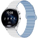 Samsung Galaxy Watch 7 / 6 / 5 / 4 Fe 40MM-44MM, Watch 6 Classic 43MM-47MM, Watch 5 Pro 45MM Uyumlu Silikon Mıknatıslı Çift Renkli Kordon - Beyaz - Açık Mavi