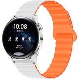 Samsung Galaxy Watch 7 / 6 / 5 / 4 Fe 40MM-44MM, Watch 6 Classic 43MM-47MM, Watch 5 Pro 45MM Uyumlu Silikon Mıknatıslı Çift Renkli Kordon - Beyaz - Turuncu