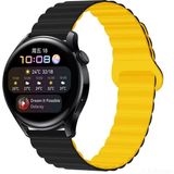 Samsung Galaxy Watch 7 / 6 / 5 / 4 Fe 40MM-44MM, Watch 6 Classic 43MM-47MM, Watch 5 Pro 45MM Uyumlu Silikon Mıknatıslı Çift Renkli Kordon - Siyah - Sarı