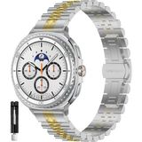Samsung Galaxy Watch 7 Ultra Uyumlu Paslanmaz Çelik Rolex Kordon - GLX Watch 7 Ultra - Gümüş - Altın