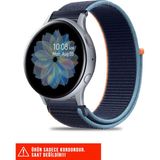 Samsung Galaxy Watch Active / Galaxy Watch Active 2 40 44MM Uyumlu Hasır Örgü Cırtlı Kordon 20MM - Deep Navy