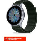 Samsung Galaxy Watch Active / Galaxy Watch Active 2 40 44MM Uyumlu Hasır Örgü Cırtlı Kordon 20MM - Koyu Yeşil