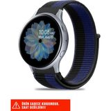 Samsung Galaxy Watch Active / Galaxy Watch Active 2 40 44MM Uyumlu Hasır Örgü Cırtlı Kordon 20MM - Siyah - Lacivert