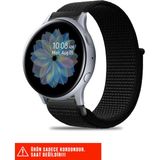Samsung Galaxy Watch Active / Galaxy Watch Active 2 40 44MM Uyumlu Hasır Örgü Cırtlı Kordon 20MM - Siyah