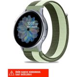 Samsung Galaxy Watch Active / Galaxy Watch Active 2 40 44MM Uyumlu Hasır Örgü Cırtlı Kordon 20MM - Yeşil