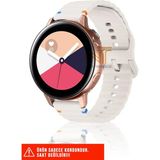Samsung Galaxy Watch Active / Galaxy Watch Active 2 40/44MM Uyumlu Wave Silikon Kordon 20MM - Krem