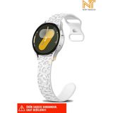 Samsung Galaxy Watch Fe / 4 / 5 / 5 Pro / 6 / 7 40 42 44 46MM Uyumlu Leopar Desenli Silikon Kordon - Samsung Watch Fe / 4 / 5 / 5 Pro / 6 / 7 40 42 44 46mm - Beyaz