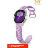 Samsung Galaxy Watch Fe / 4 / 5 / 5 Pro / 6 / 7 40 42 44 46MM Uyumlu Leopar Desenli Silikon Kordon - Samsung Watch Fe / 4 / 5 / 5 Pro / 6 / 7 40 42 44 46mm - Lila