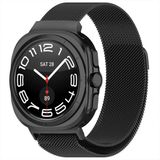 Samsung Galaxy Watch Ultra 47Mm İle Uyumlu Milanese Paslanmaz Manyetik Tokalı Metal Hasır Kordon Siyah