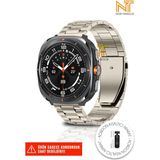 Samsung Galaxy Watch Ultra Uyumlu Orijinal Pim Ayarlanabilir Paslanmaz Çelik Baklalı Kordon - Samsung Watch Ultra - Starlight